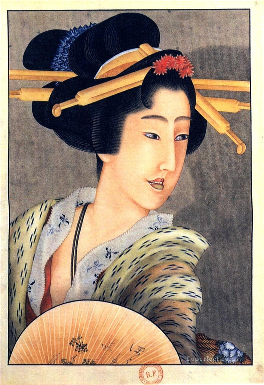 portrait of a woman holding a fan Katsushika Hokusai Ukiyoe Oil Paintings